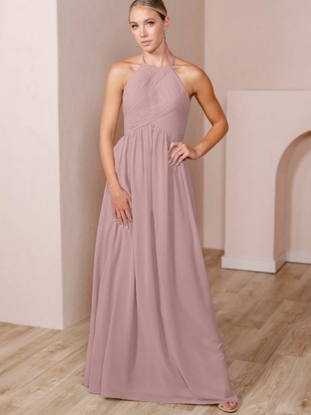 NWT Revelry Mackenzie Chiffon Dress in Rose Quartz - 909
